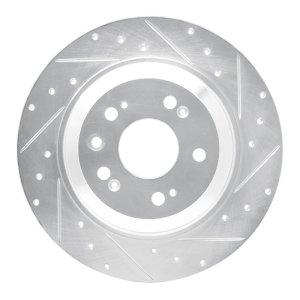Acura TL Brake Rotor (1) - Rear Right - R1 Concepts - Drilled & Slotted - Silver - `09-`14